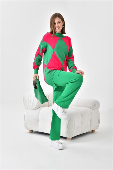 FTZ Women Kadın Baklava Desen Detaylı İkili Takım  Benetton 20466