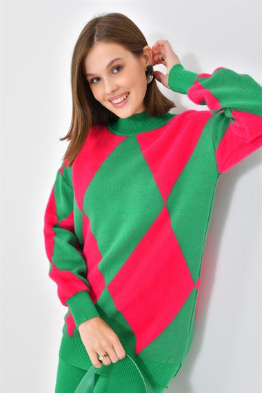 FTZ Women Kadın Baklava Desen Detaylı İkili Takım  Benetton 20466