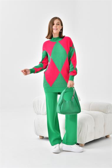 FTZ Women Kadın Baklava Desen Detaylı İkili Takım  Benetton 20466