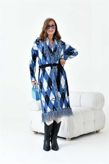 FTZ Women Kadın Baklava Desenli Giyçık  İndigo 20519