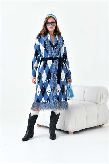 FTZ Women Kadın Baklava Desenli Giyçık  İndigo 20519