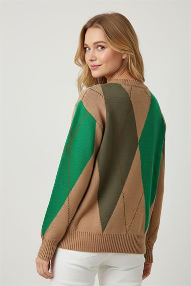 FTZ Women Kadın Baklava Desenli Kazak  Bisküvi 25094