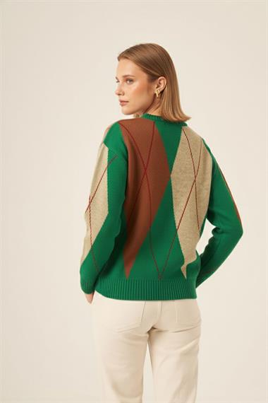 FTZ Women Kadın Baklava Desenli Kazak  Benetton 25094