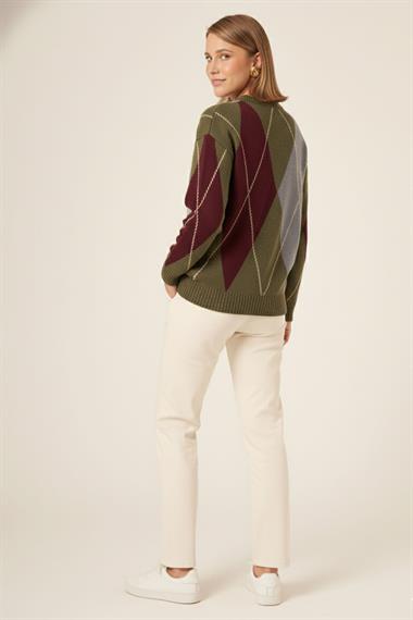 FTZ Women Kadın Baklava Desenli Kazak  Haki 25094