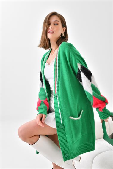 FTZ Women Kadın Baklava Detaylı Hırka  Benetton 20003