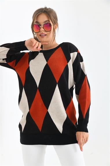 FTZ Women Kadın Baklava Detaylı Tunik  Siyah 20018