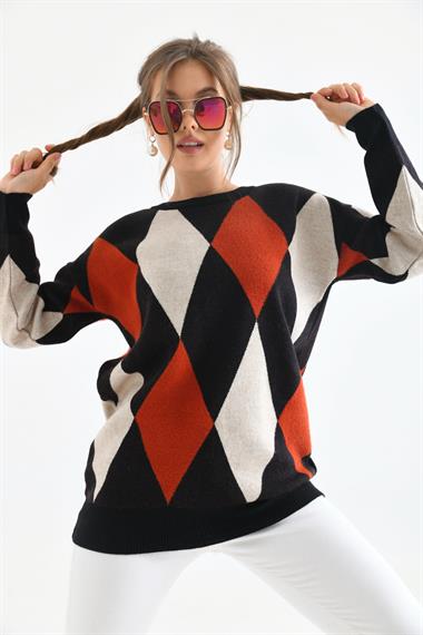 FTZ Women Kadın Baklava Detaylı Tunik  Siyah 20018