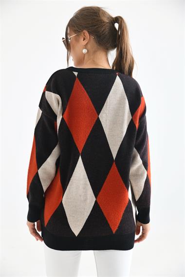 FTZ Women Kadın Baklava Detaylı Tunik  Siyah 20018