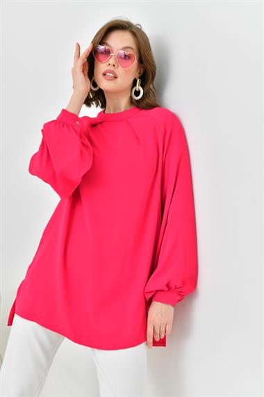 FTZ Women Kadın Balon Kollu Bluz  Fuşya 30752