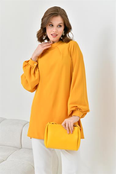 FTZ Women Kadın Balon Kollu Bluz  Hardal 30752