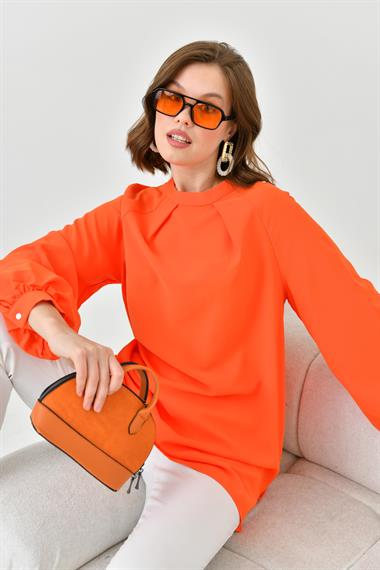FTZ Women Kadın Balon Kollu Bluz  Orange 30752