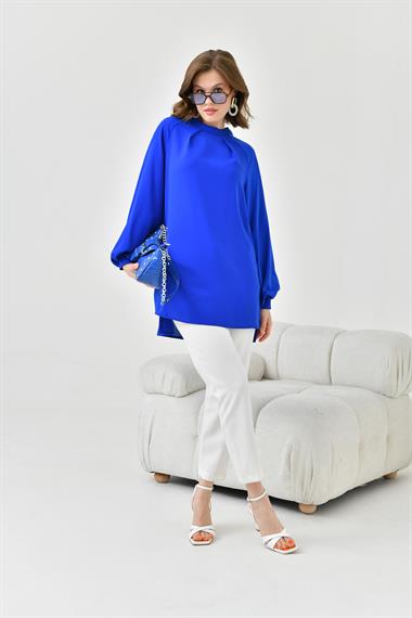 FTZ Women Kadın Balon Kollu Bluz  Saks Mavi 30752