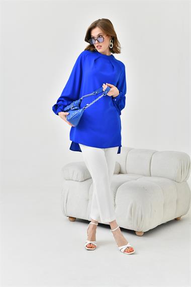 FTZ Women Kadın Balon Kollu Bluz  Saks Mavi 30752