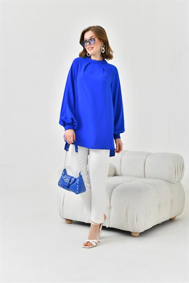 FTZ Women Kadın Balon Kollu Bluz  Saks Mavi 30752