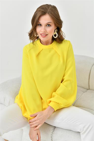 FTZ Women Kadın Balon Kollu Bluz  Sarı 30752