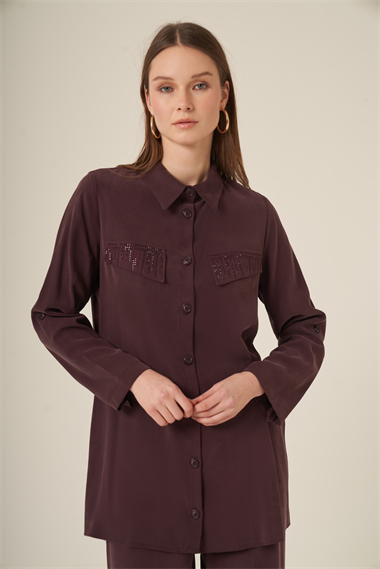 FTZ Women Kadın Benetti Taşli Takım  Mürdüm 31287