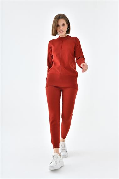 FTZ Women Kadın Bindirme Detaylı İkili Takım  Kiremit 20636