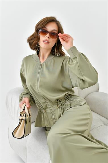 FTZ Women Kadın Büzgülü Ceketli Etekli Takım  Çağla 30725