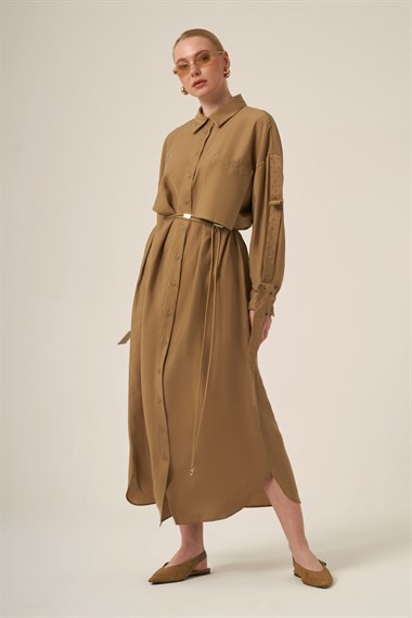 FTZ Women Kadın Canapos Elbise Cap  Beige 31323