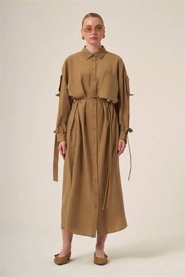 FTZ Women Kadın Canapos Elbise Cap  Beige 31323