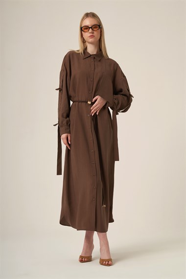 FTZ Women Kadın Canapos Elbise Cap  Kakao 31323