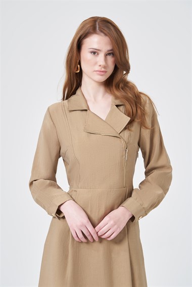 FTZ Women Kadın Canapos Elbise  Hardal 31183