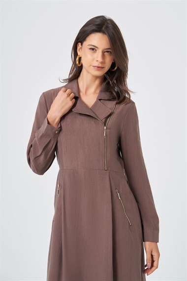FTZ Women Kadın Canapos Elbise  Kahve 31183