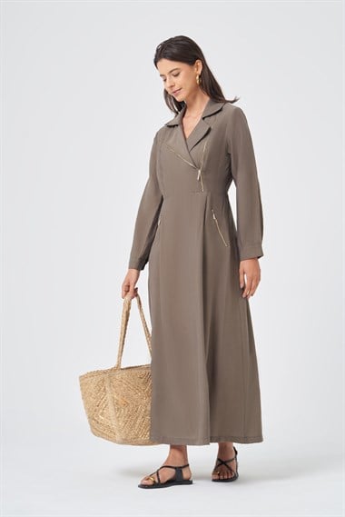 FTZ Women Kadın Canapos Elbise  Nut 31183