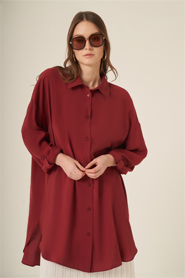 FTZ Women Kadın Cepli Modal Kap  Bordo 31003
