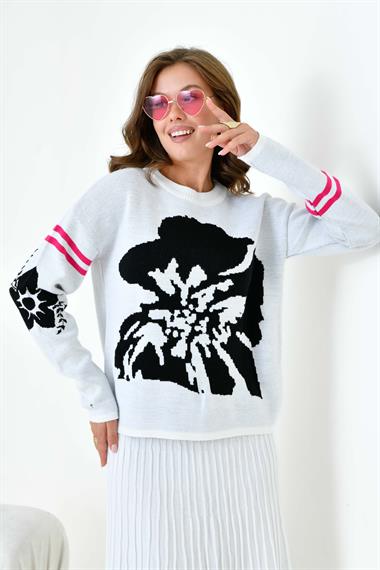 FTZ Women Kadın Çiçek Desen Detaylı Etekli Takım  Ekru 20125