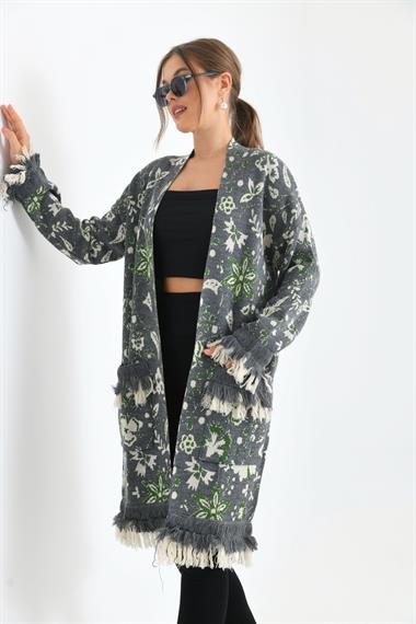FTZ Women Kadın Çiçek Desenli Giy-Çık  Gri 20029