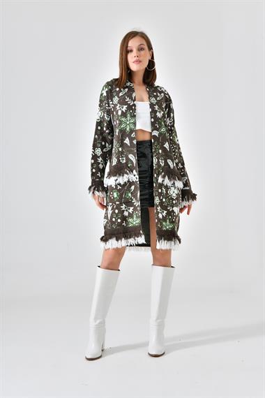 FTZ Women Kadın Çiçek Desenli Giy-Çık  Kahve 20029