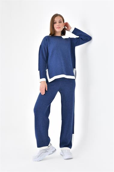 FTZ Women Kadın Çizgi Detaylı İkili Takım  İndigo 20631