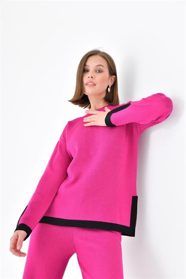 FTZ Women Kadın Çizgi Detaylı İkili Takım  Fuşya 20631