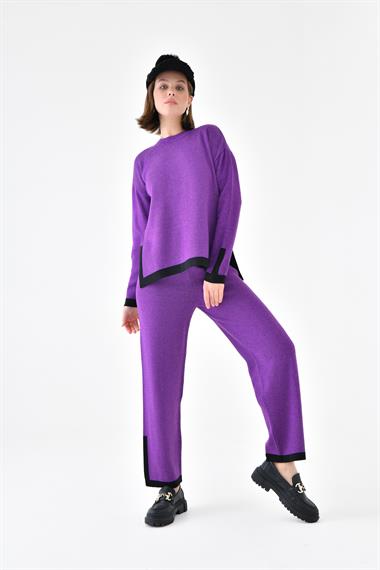 FTZ Women Kadın Çizgi Detaylı İkili Takım  Mor 20631