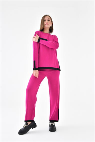 FTZ Women Kadın Çizgi Detaylı İkili Takım  Fuşya 20631
