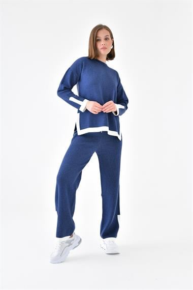 FTZ Women Kadın Çizgi Detaylı İkili Takım  İndigo 20631