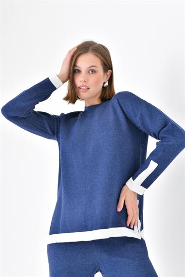 FTZ Women Kadın Çizgi Detaylı İkili Takım  İndigo 20631