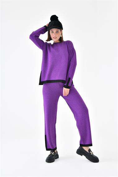 FTZ Women Kadın Çizgi Detaylı İkili Takım  Mor 20631