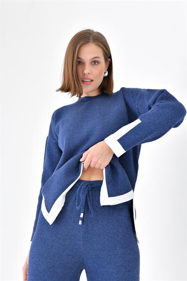FTZ Women Kadın Çizgi Detaylı İkili Takım  İndigo 20631