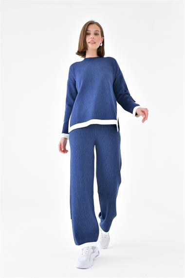 FTZ Women Kadın Çizgi Detaylı İkili Takım  İndigo 20631