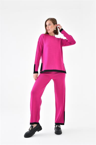 FTZ Women Kadın Çizgi Detaylı İkili Takım  Fuşya 20631