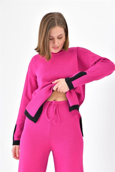 FTZ Women Kadın Çizgi Detaylı İkili Takım  Fuşya 20631