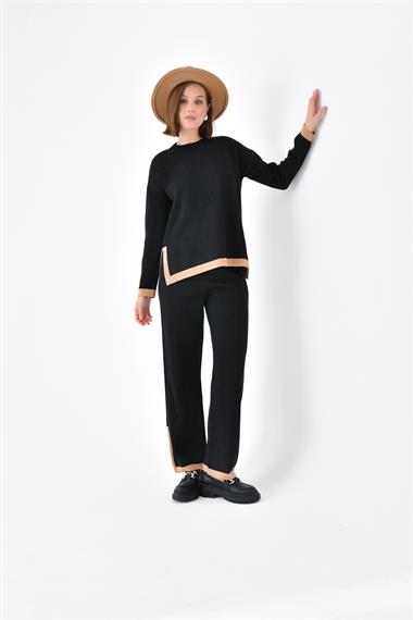 FTZ Women Kadın Çizgi Detaylı İkili Takım  Siyah 20631