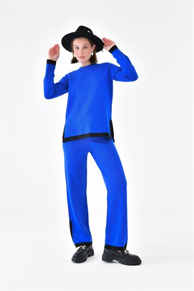 FTZ Women Kadın Çizgi Detaylı İkili Takım  Saks Mavi 20631