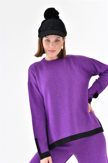 FTZ Women Kadın Çizgi Detaylı İkili Takım  Mor 20631