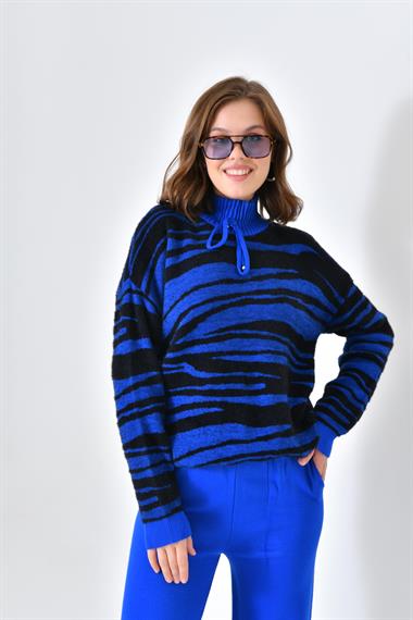 FTZ Women Kadın Çizgili İkili Takım  Saks Mavi 20522