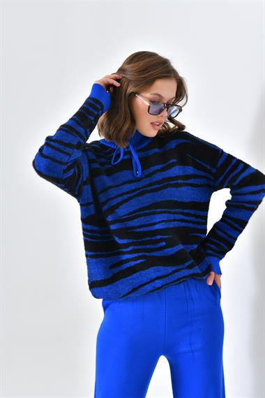 FTZ Women Kadın Çizgili İkili Takım  Saks Mavi 20522