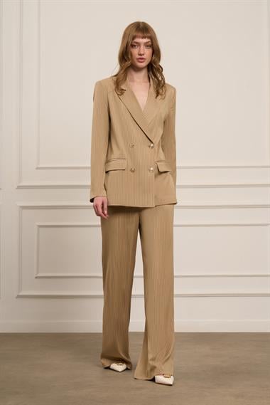 FTZ Women Kadın Çizgili Takım  Beige 31077