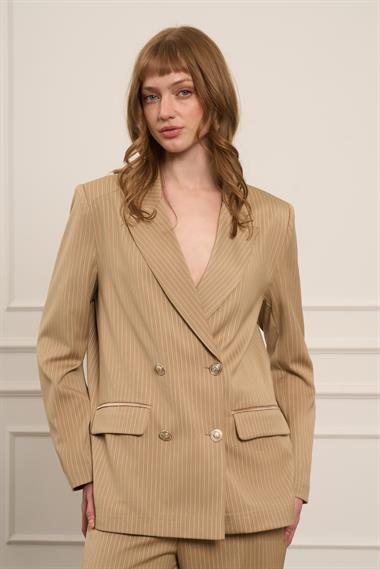 FTZ Women Kadın Çizgili Takım  Beige 31077